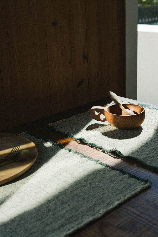 Handloom Placemats Natural and Duck Green (Set of 4)