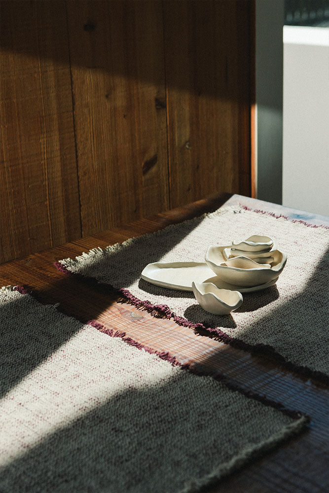 Handloom Placemats Natural and Marsala (Set of 4)