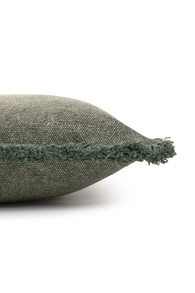 STONEWASHED SQUARE CUSHION DUCK GREEN