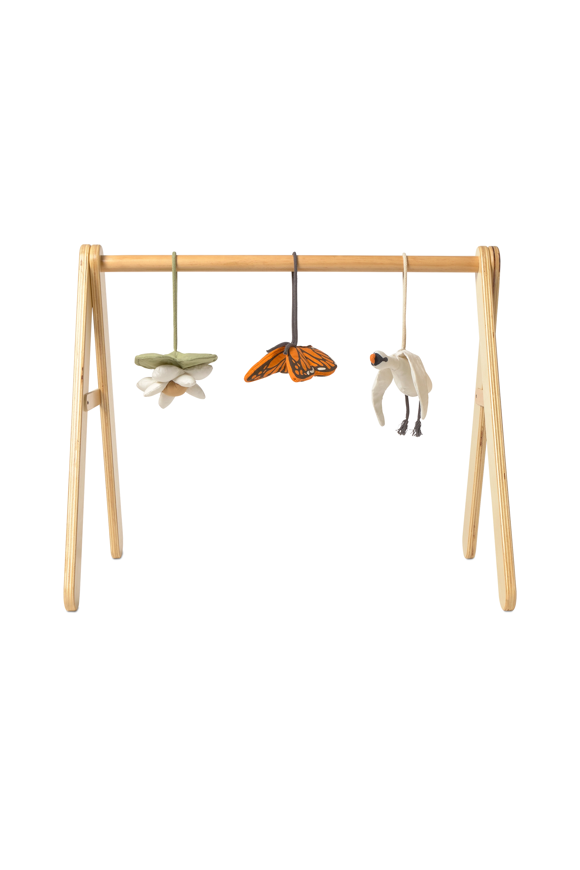 BABY GYM WITH SET OF 3 RATTLE TOY HANGERS - SWAN – Lorena Canals