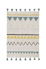 WASHABLE AREA RUG AZTECA VINTAGE BLUE-Cotton Rugs-By Lorena Canals-1