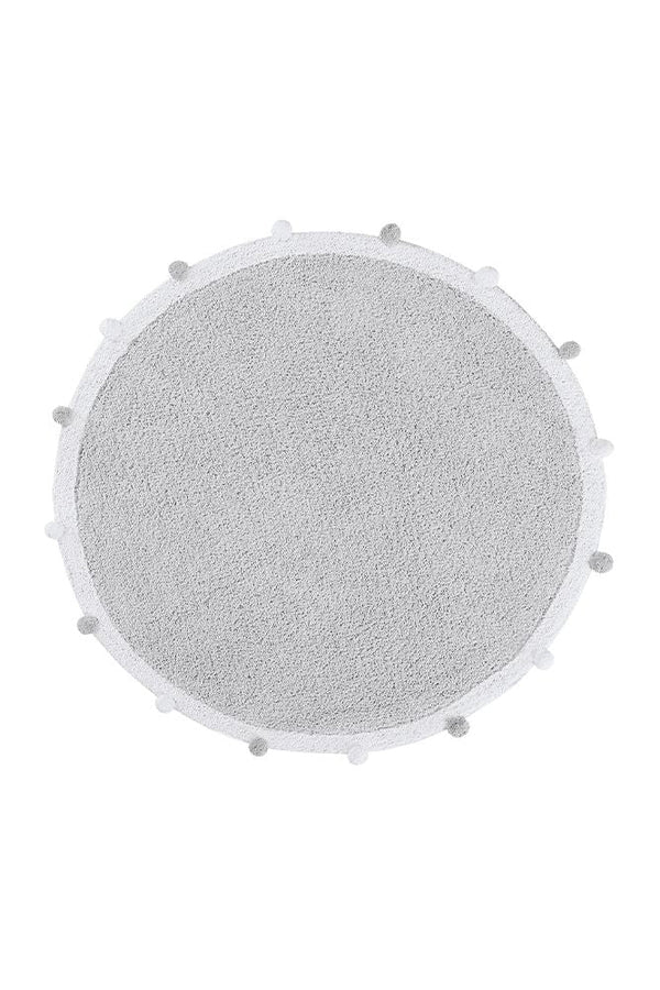 WASHABLE ROUND RUG BUBBLY GREY - WHITE-Cotton Rugs-By Lorena Canals-1