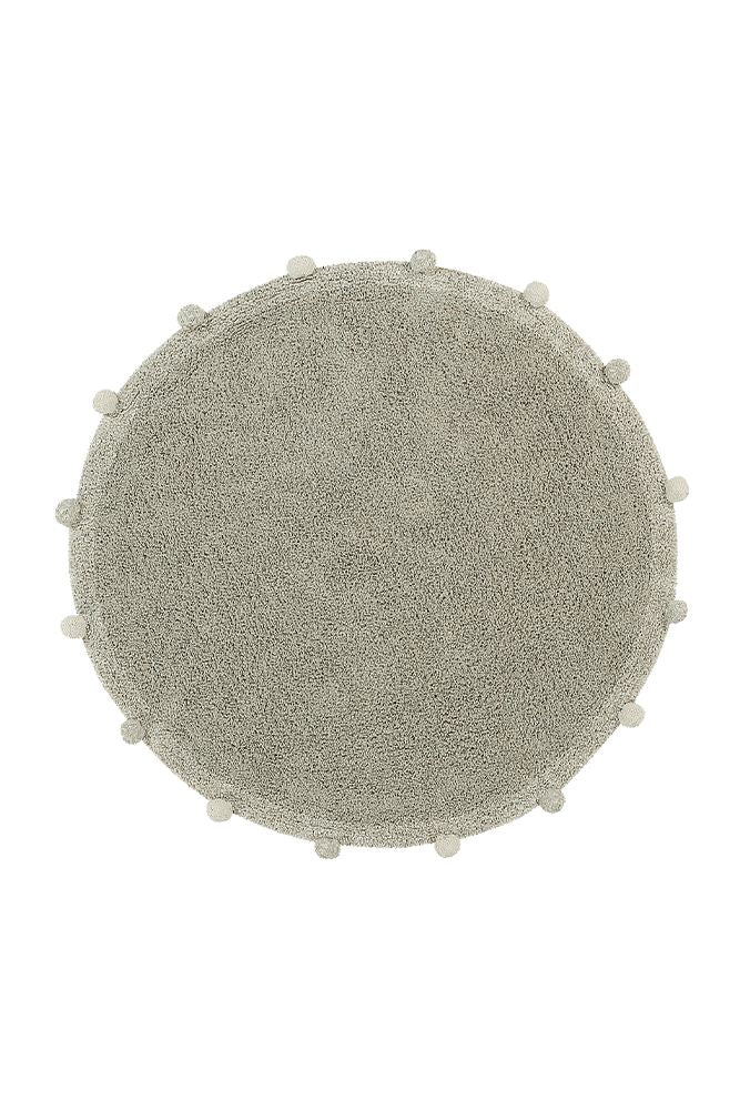 WASHABLE ROUND RUG BUBBLY OLIVE - NATURAL-Cotton Rugs-By Lorena Canals-1