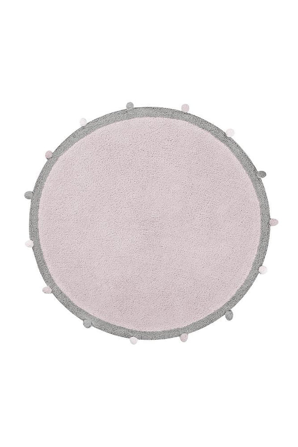 WASHABLE ROUND RUG BUBBLY PINK - GREY-Cotton Rugs-By Lorena Canals-1