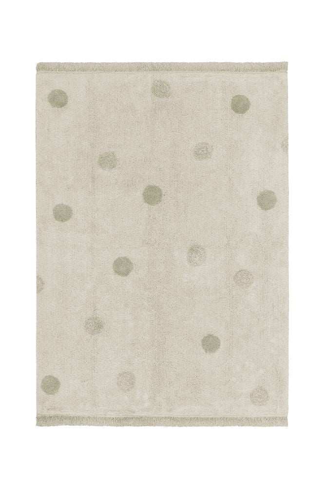 WASHABLE RUG HIPPY DOTS NATURAL - OLIVE-Cotton Rugs-By Lorena Canals-1