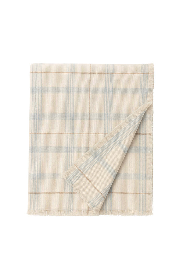 HANDLOOM KID BED THROW TARTAN BLUE SAGE
