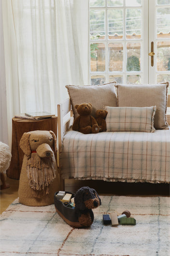 HANDLOOM KID BED THROW TARTAN BLUE SAGE