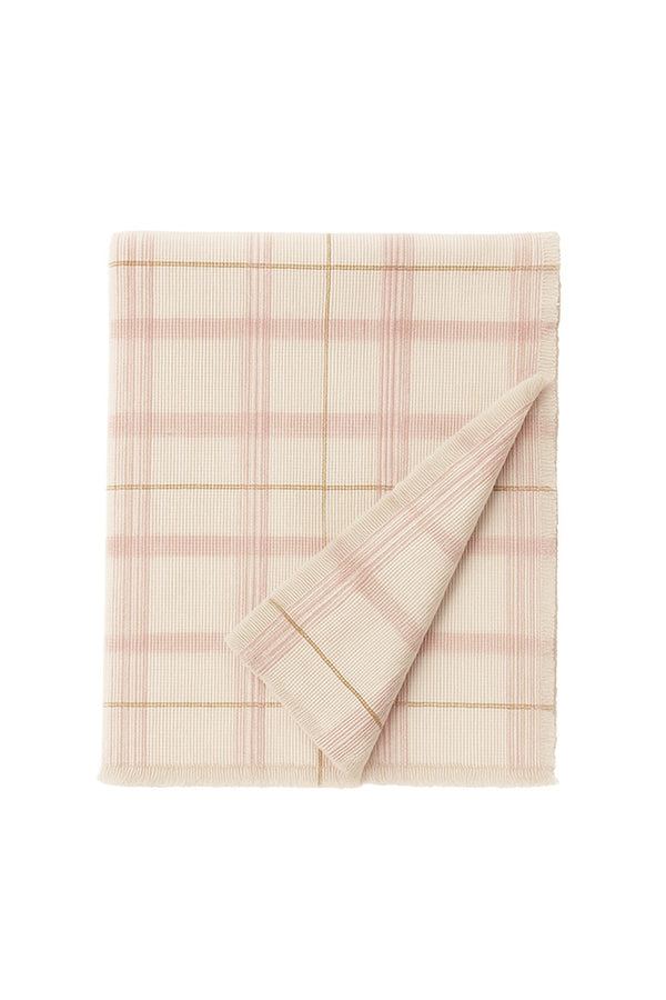 HANDLOOM KID BED THROW TARTAN ROSE
