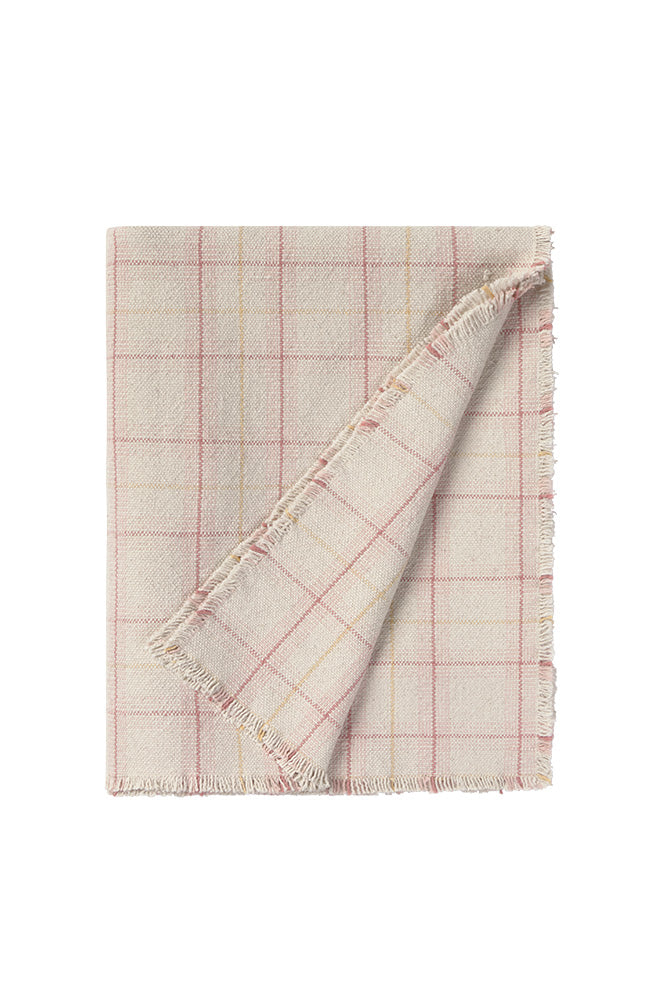 HANDLOOM KID BED THROW TARTAN ROSE
