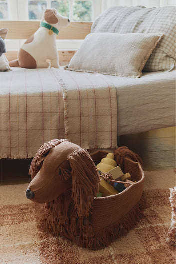 HANDLOOM KID BED THROW TARTAN ROSE