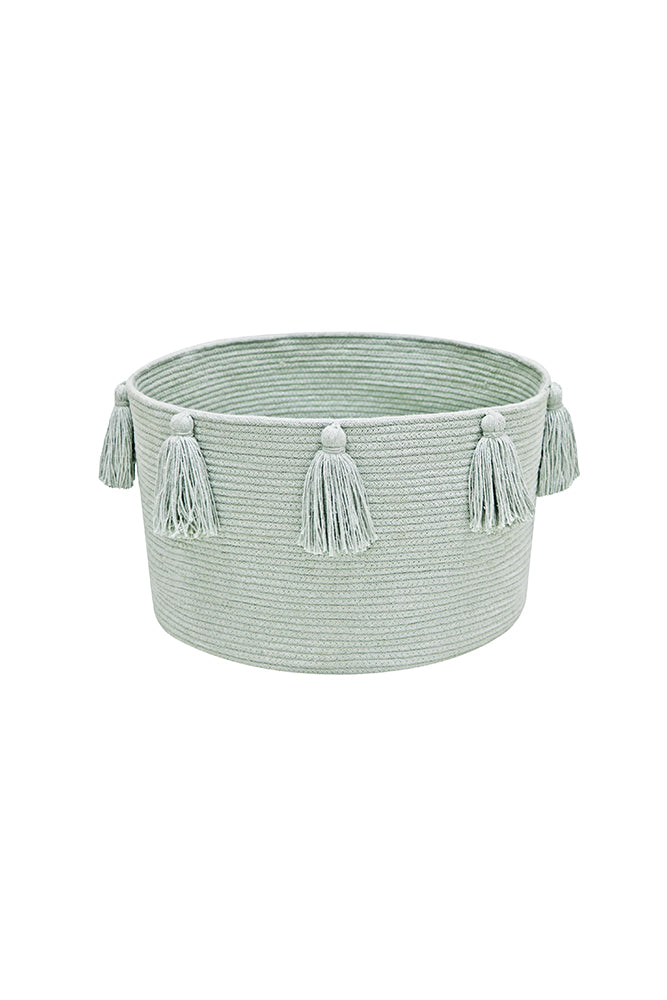 BASKET TASSELS BLUE SAGE