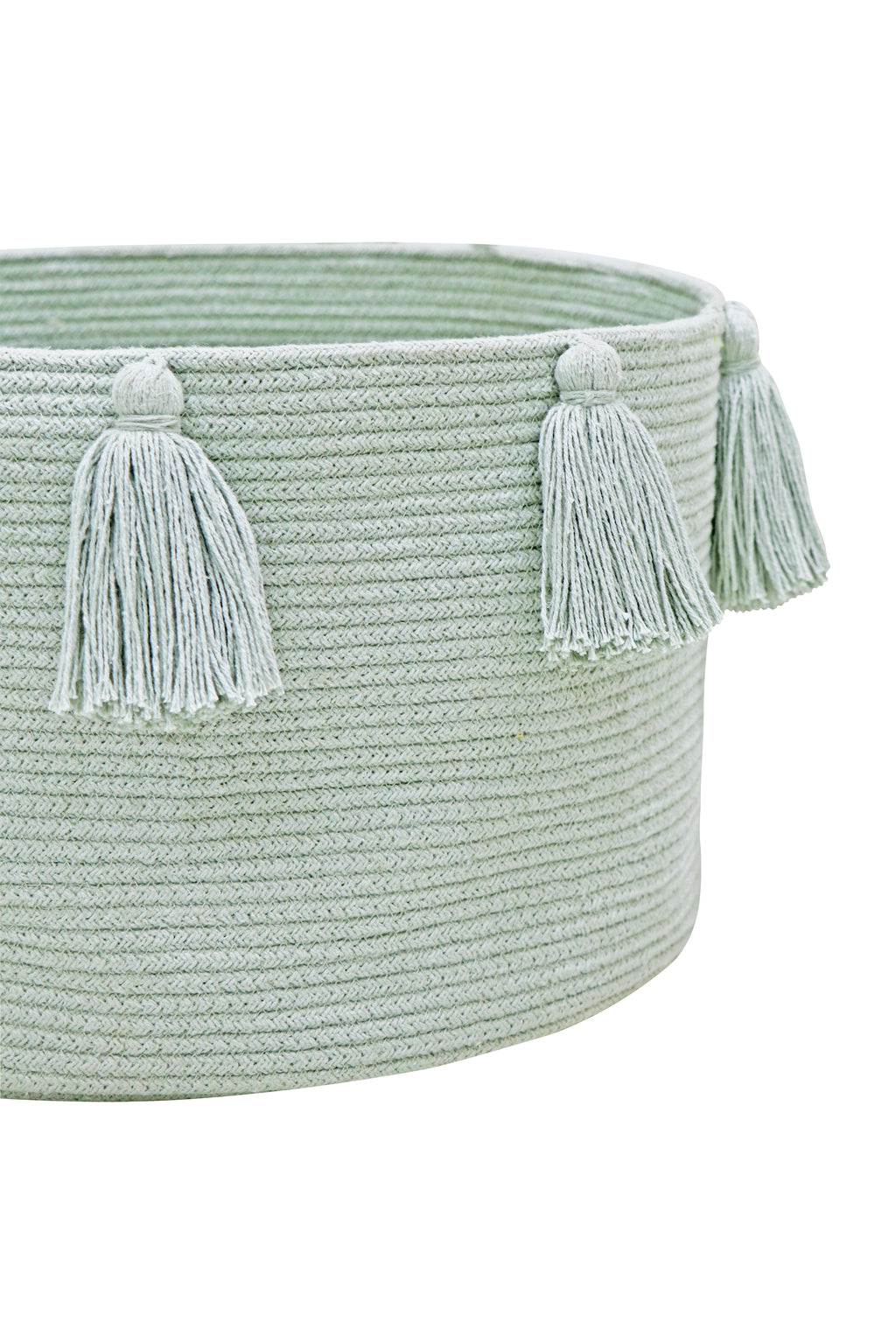 BASKET NEW TASSELS BLUE SAGE