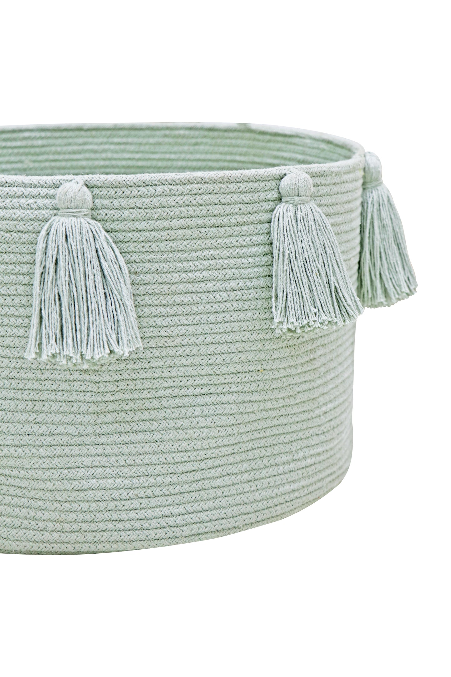 BASKET TASSELS BLUE SAGE