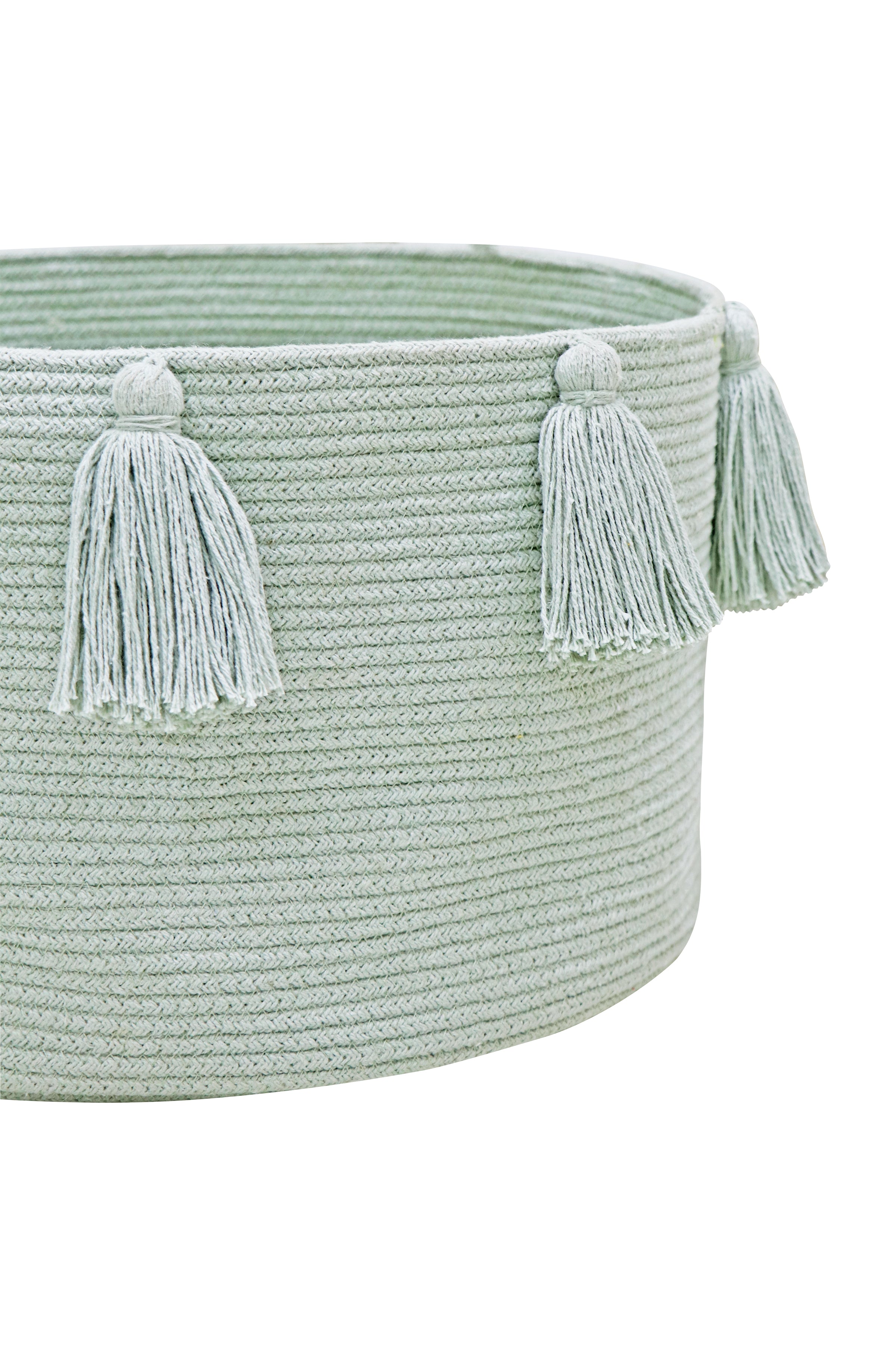 BASKET NEW TASSELS BLUE SAGE