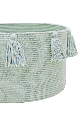 BASKET NEW TASSELS BLUE SAGE
