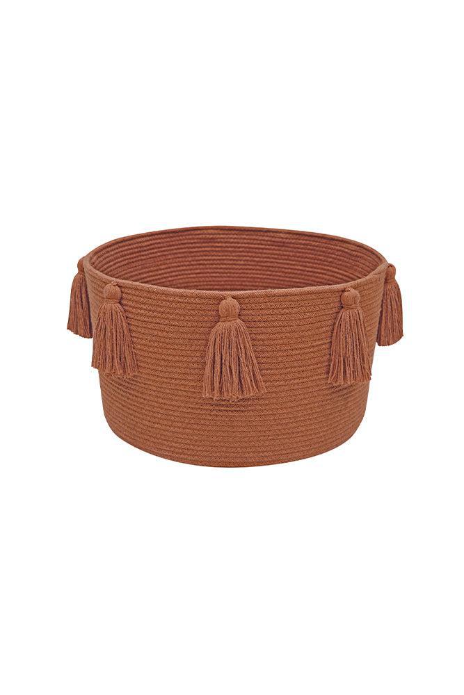 BASKET NEW TASSELS CHESTNUT