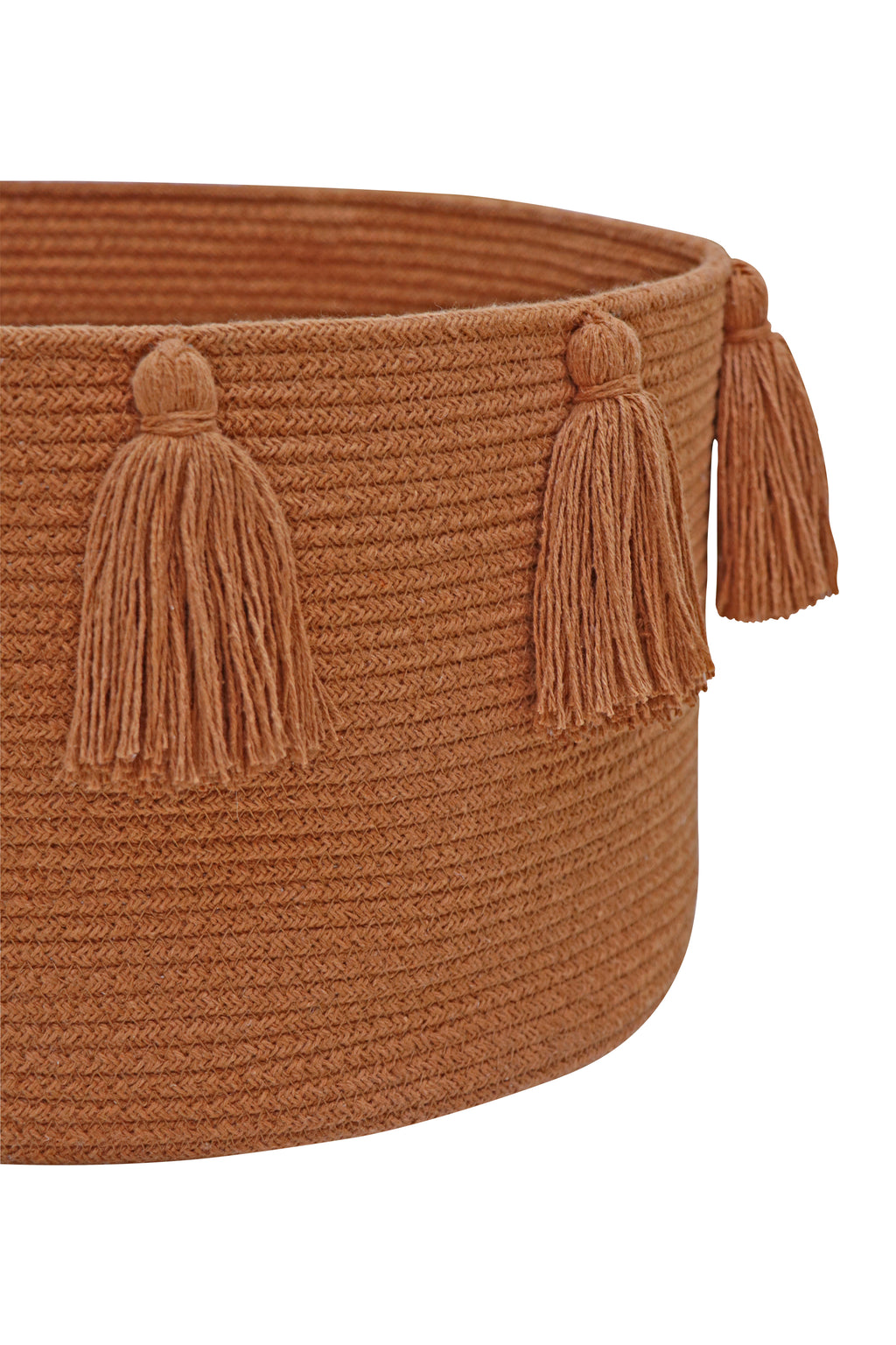BASKET NEW TASSELS CHESTNUT