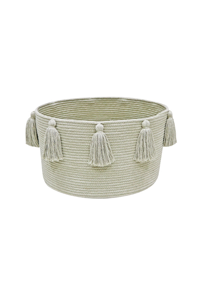 BASKET TASSELS OLIVE