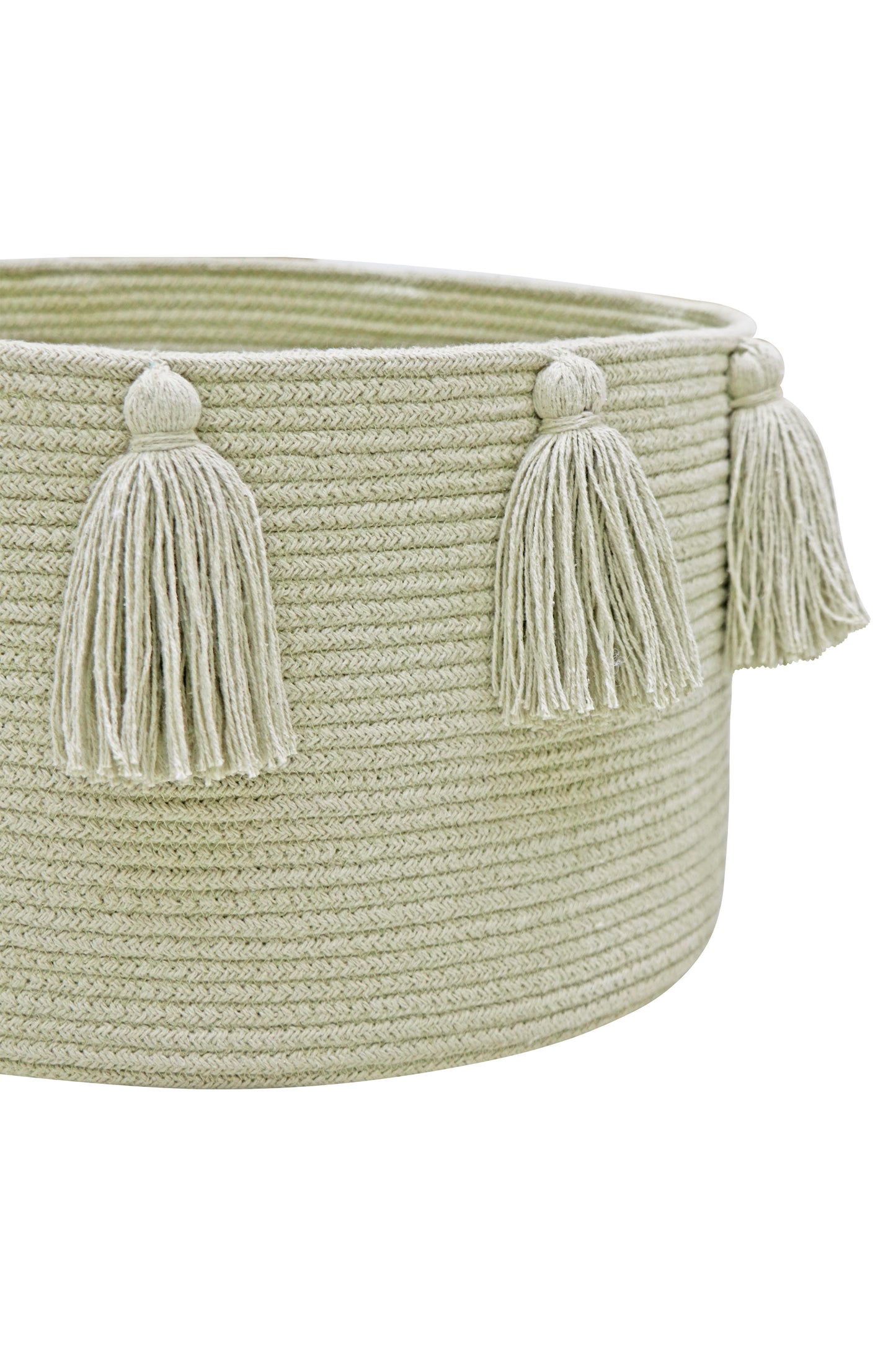 BASKET TASSELS OLIVE