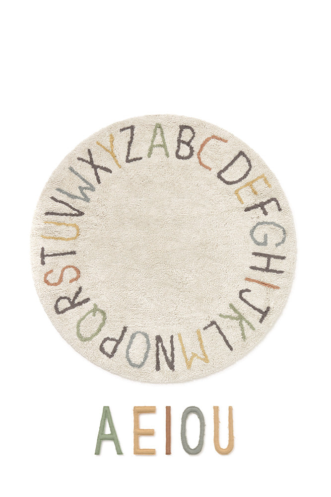 Lorena Canals アルファベット ラグ Washable Play Rug ABC color and letters – Lorena Canals | Official