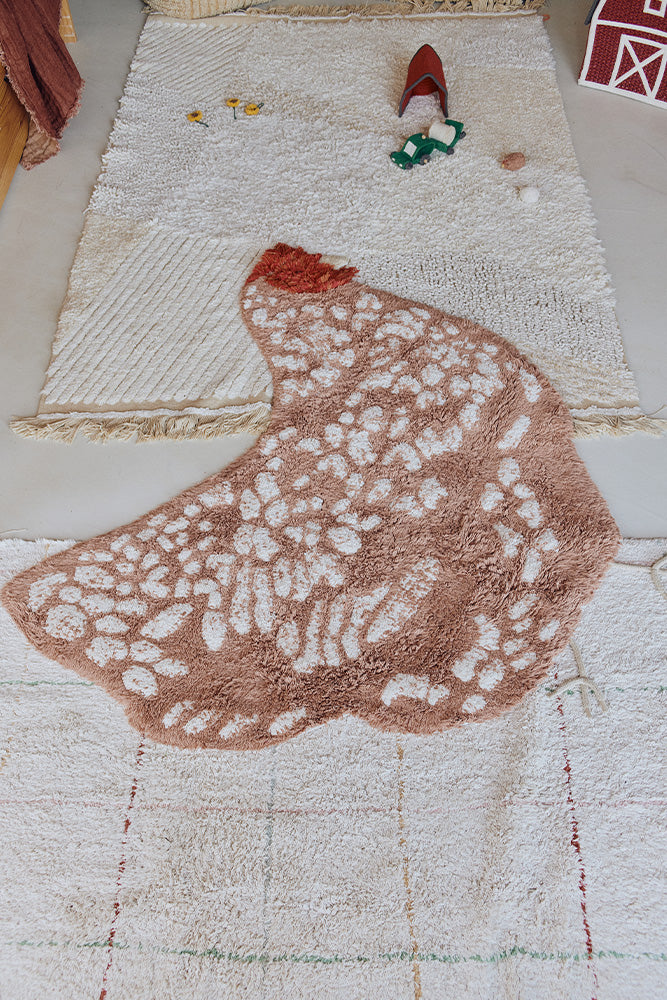 WASHABLE ANIMAL RUG CHICKEN