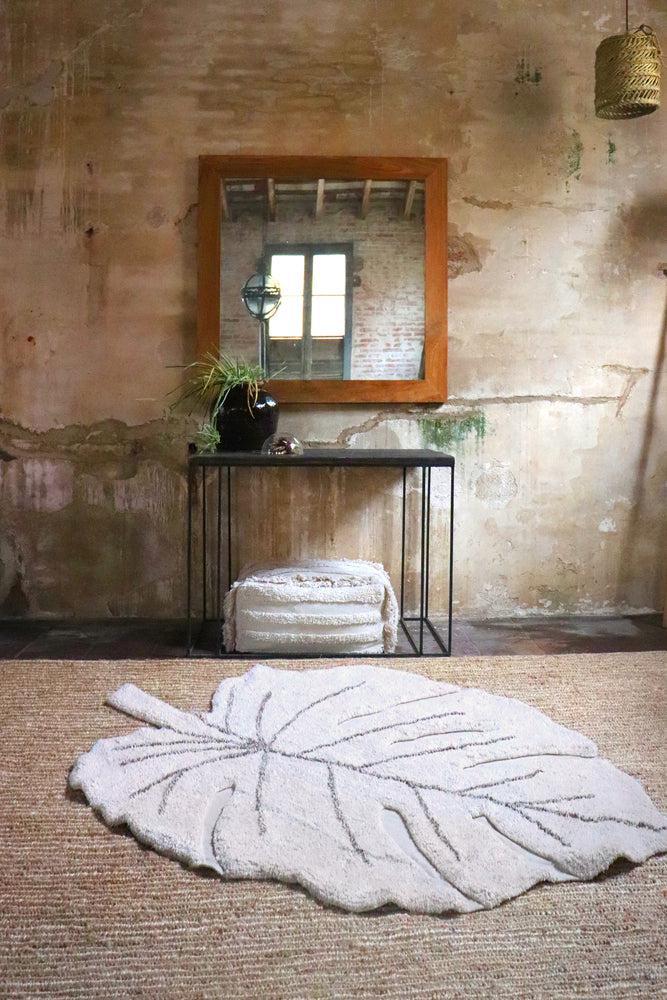 monstera plant rug Washable Cotton Rug Monstera Natural