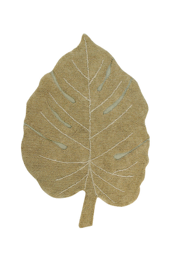 WASHABLE COTTON RUG MONSTERA OLIVE
