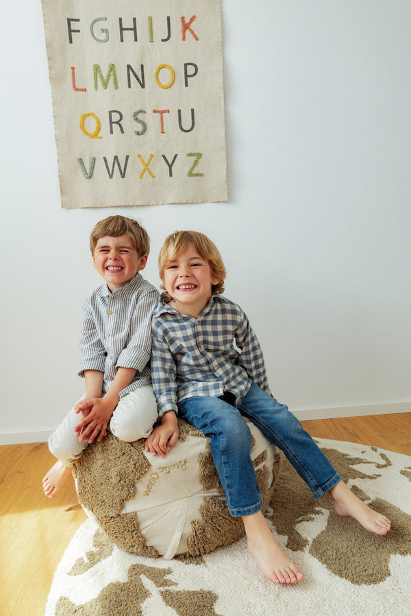 Pouf World Map Rugcycled