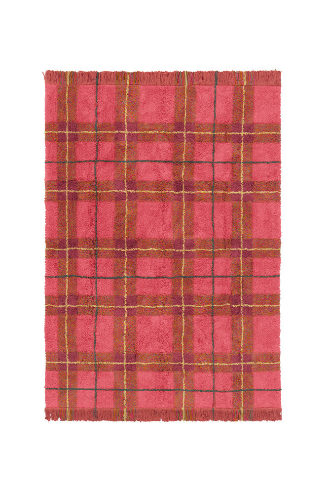 WASHABLE RUG TARTAN VINTAGE RED