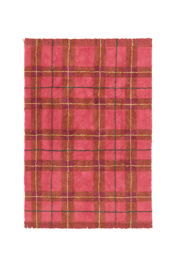 WASHABLE RUG TARTAN VINTAGE RED
