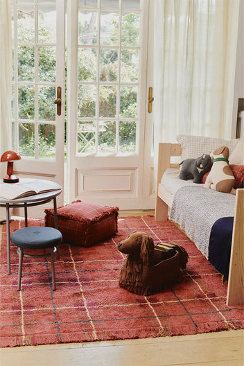 WASHABLE RUG TARTAN VINTAGE RED