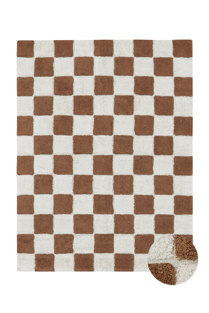 WASHABLE RUG KITCHEN TILES TOFFEE