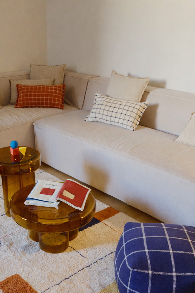 CUSHION GEO BLOCK NATURAL