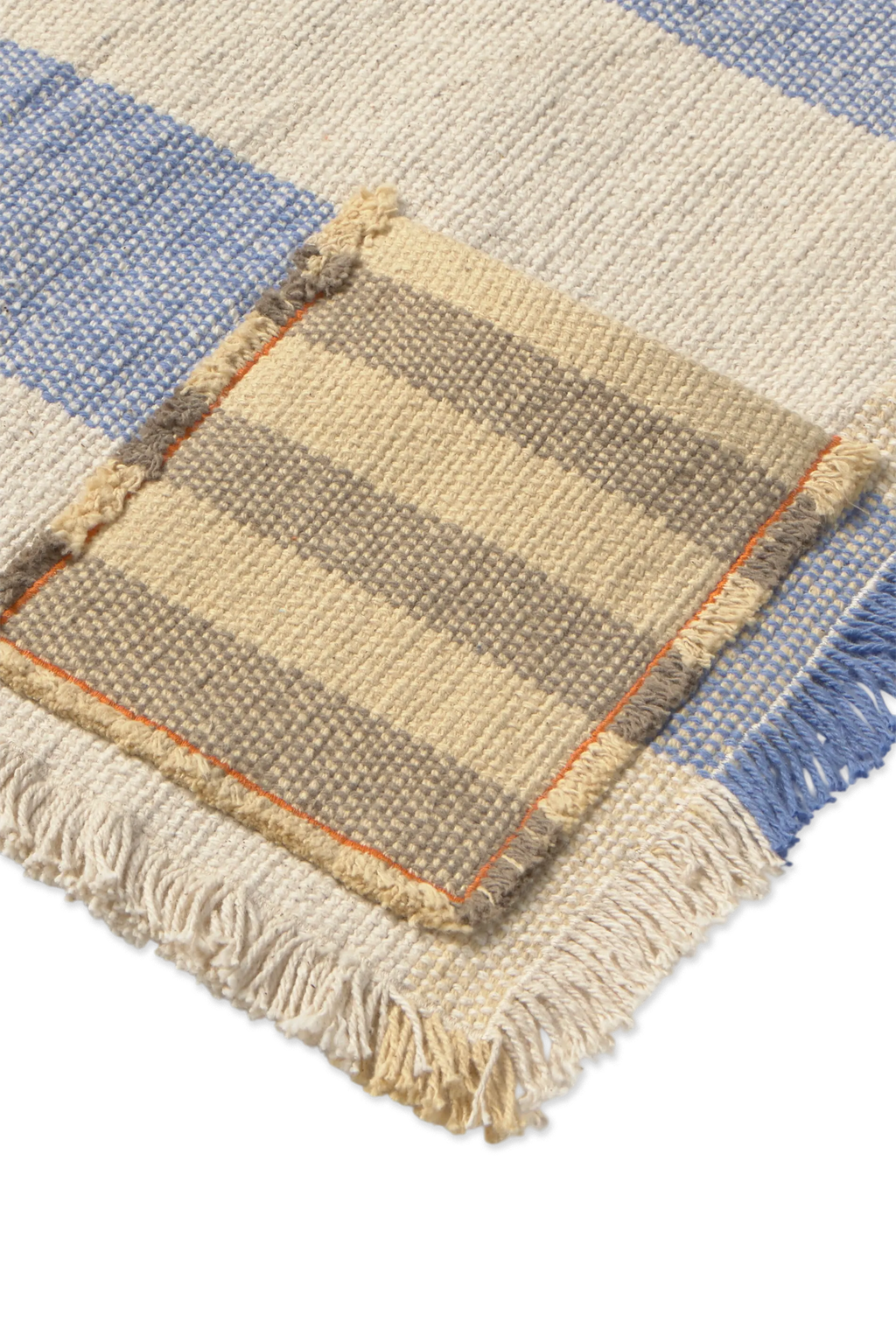SET OF 2 HANDLOOM PLACEMATS POCKET BLUE 