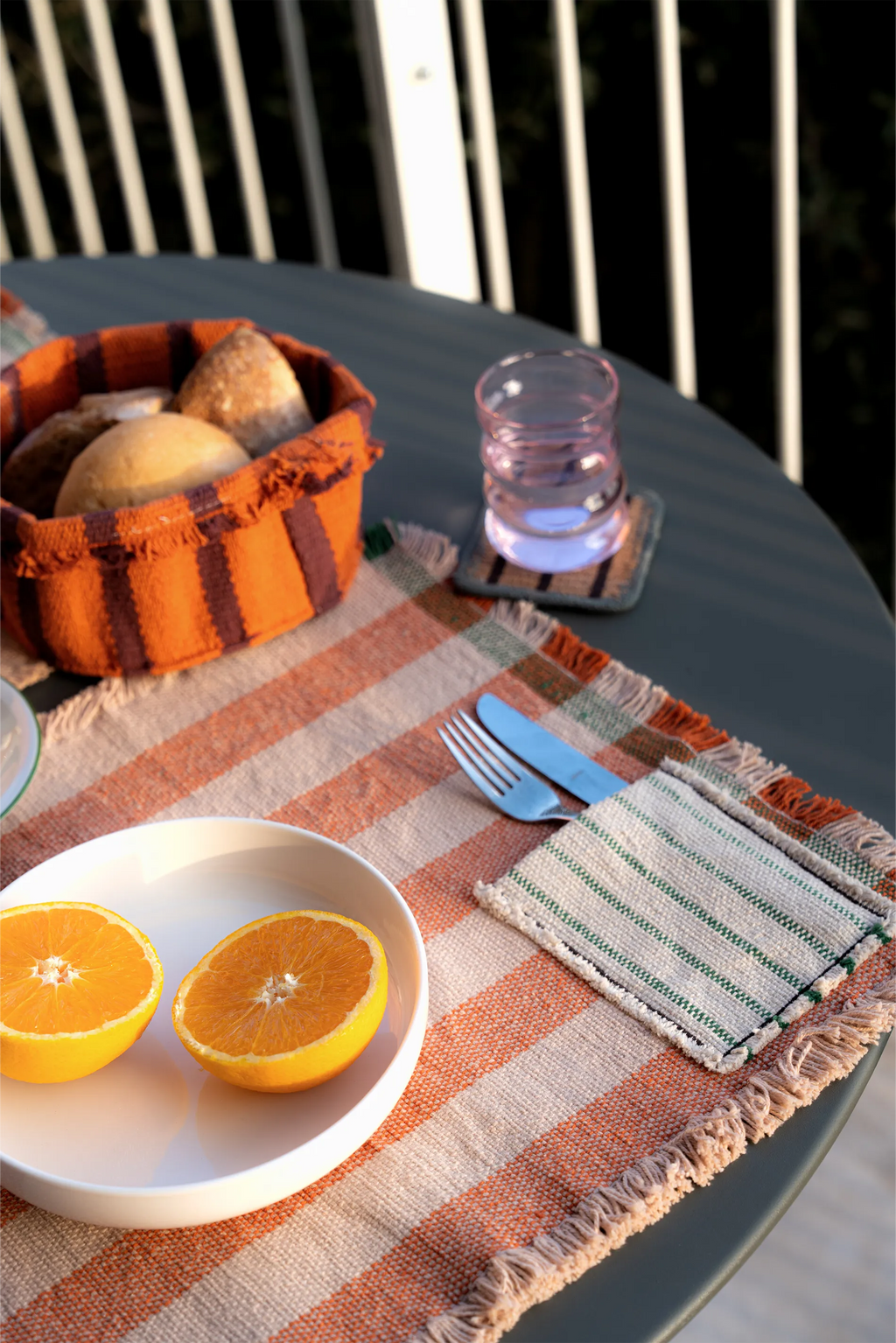 SET OF 2 HANDLOOM PLACEMATS POCKET TERRACOTA