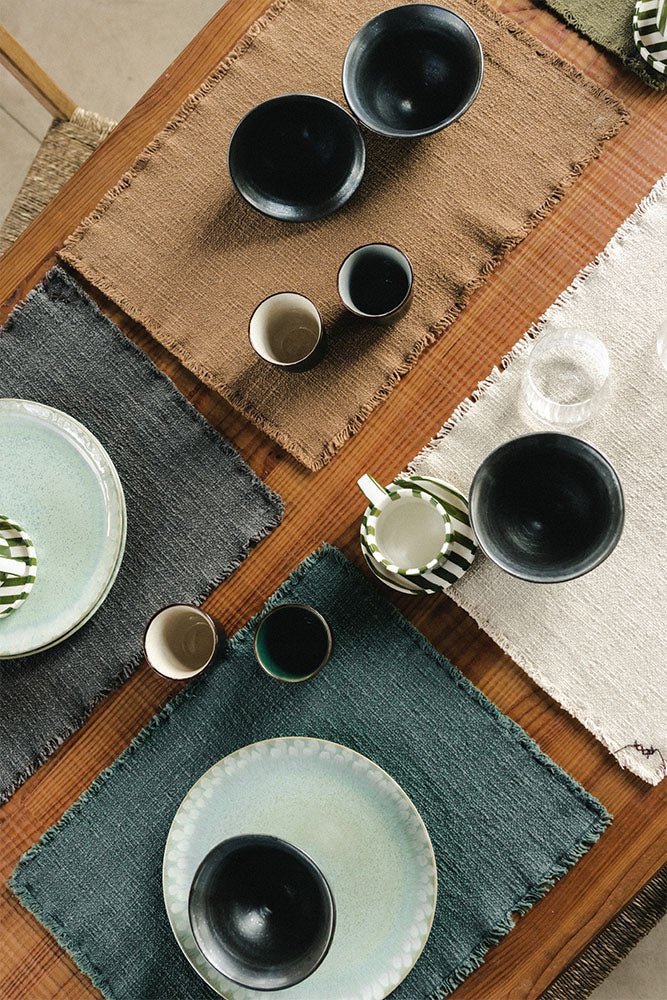 Handloom Placemats  Duck green (Set of 4)
