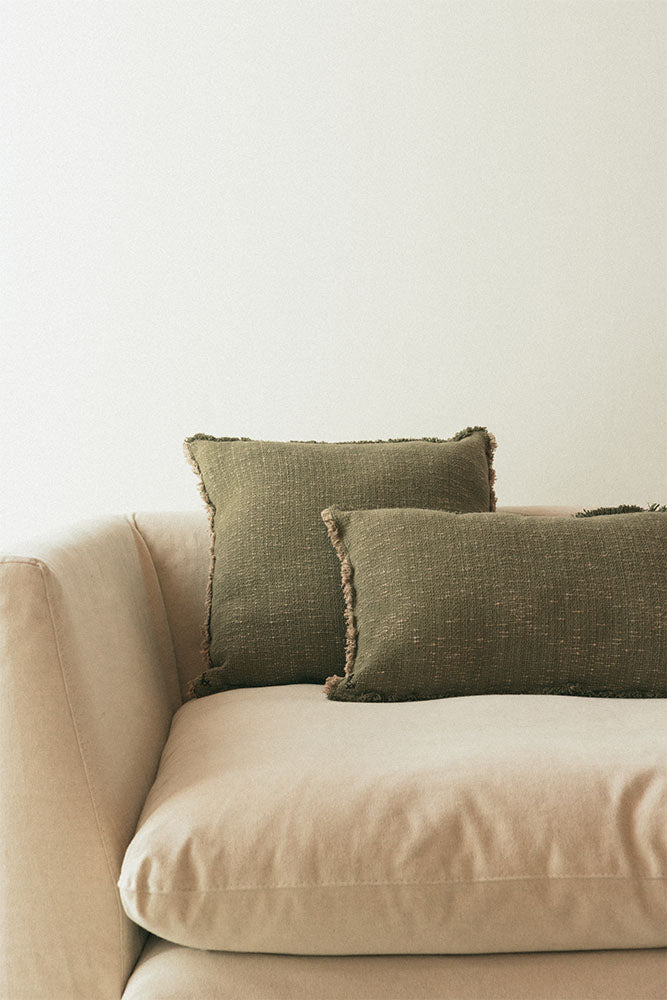 Handloom Square Cushion Kaki