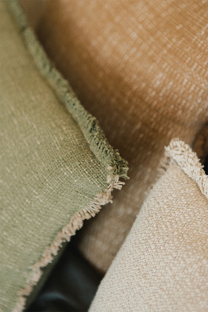 Handloom Square Cushion Kaki