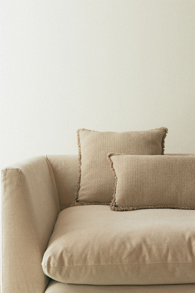 Handloom Rectangular Cushion Beige