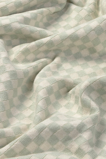 KNITTED BLANKET TILES BLUE SAGE