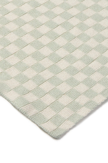 KNITTED BLANKET TILES BLUE SAGE