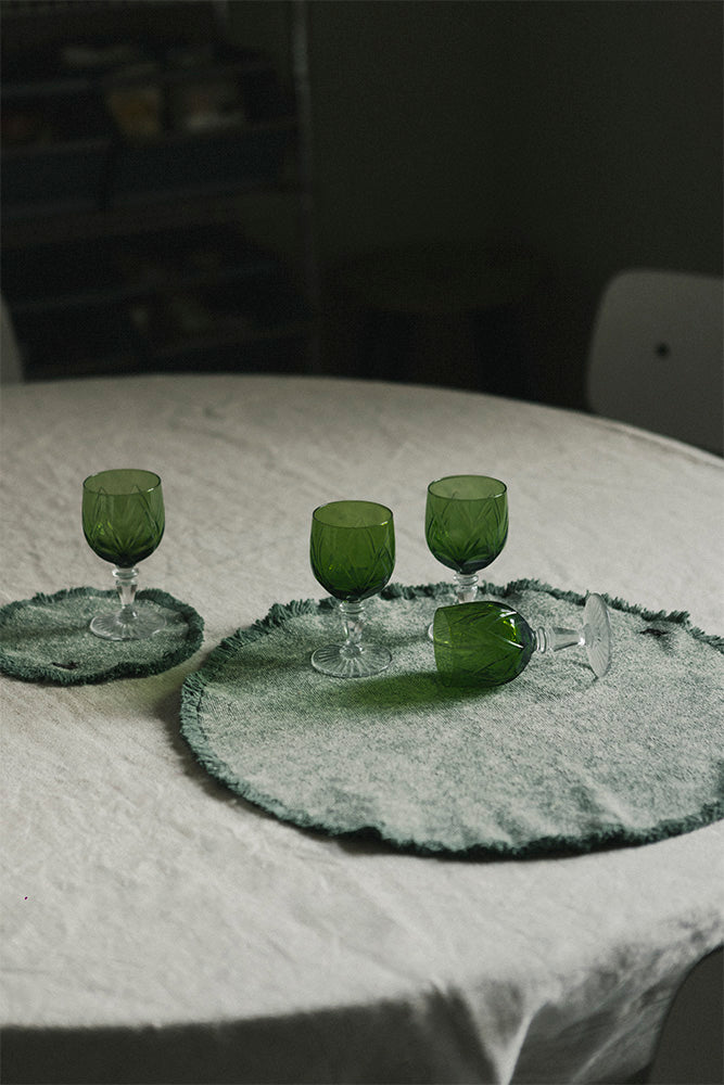 STONEWASHED PLACEMATS AND COASTERS DUCK GREEN (SET OF 4)