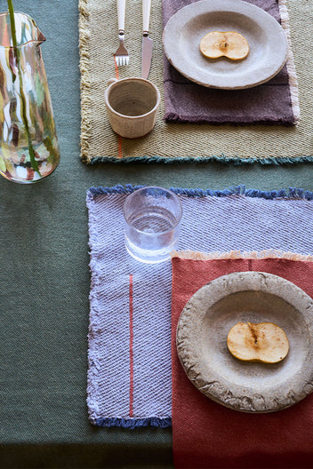 SET OF 2 PLACEMATS VERTICAL ANIL BLUE