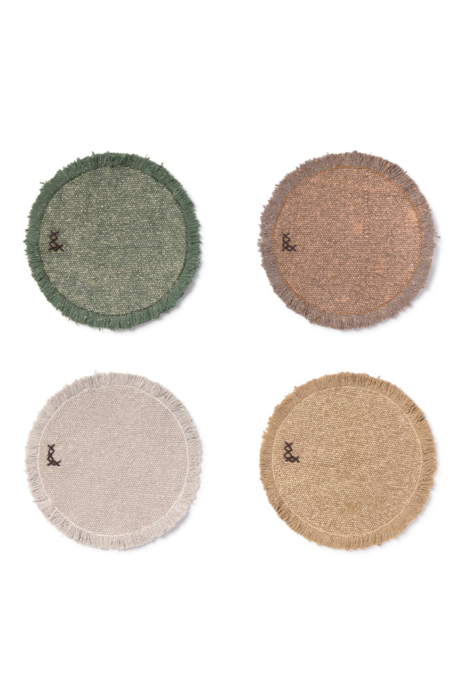 STONEWASHED PLACEMATS AND COASTERS OCHRE (SET OF 4)