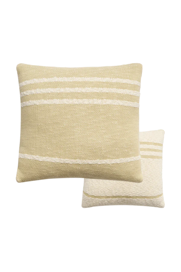 KNITTED CUSHION DUETTO OLIVE - NATURAL