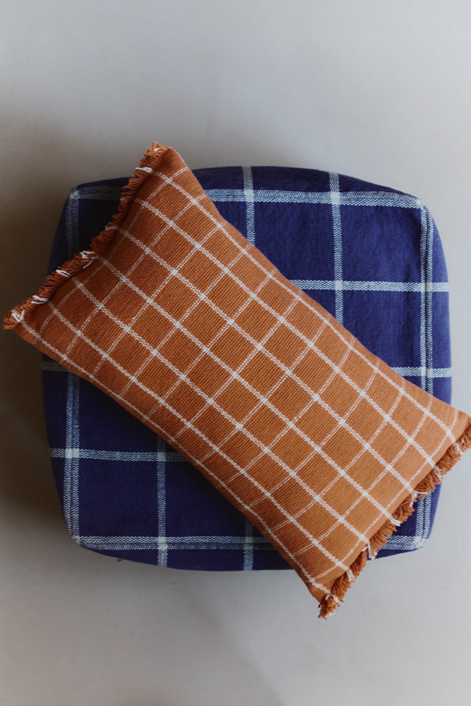 CUSHION GEO BLOCK TERRACOTA