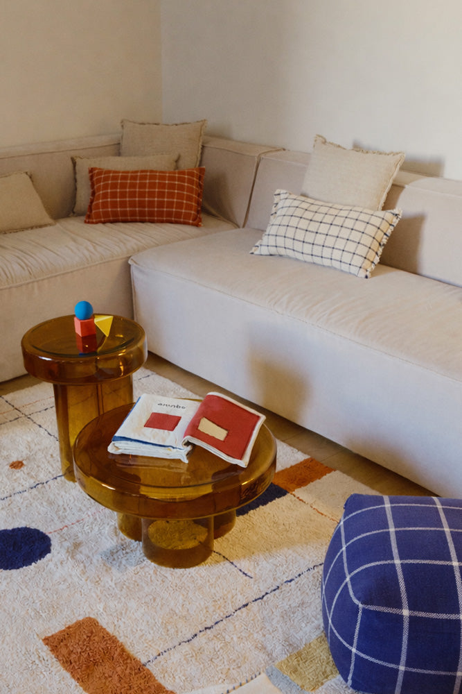 CUSHION GEO BLOCK TERRACOTA