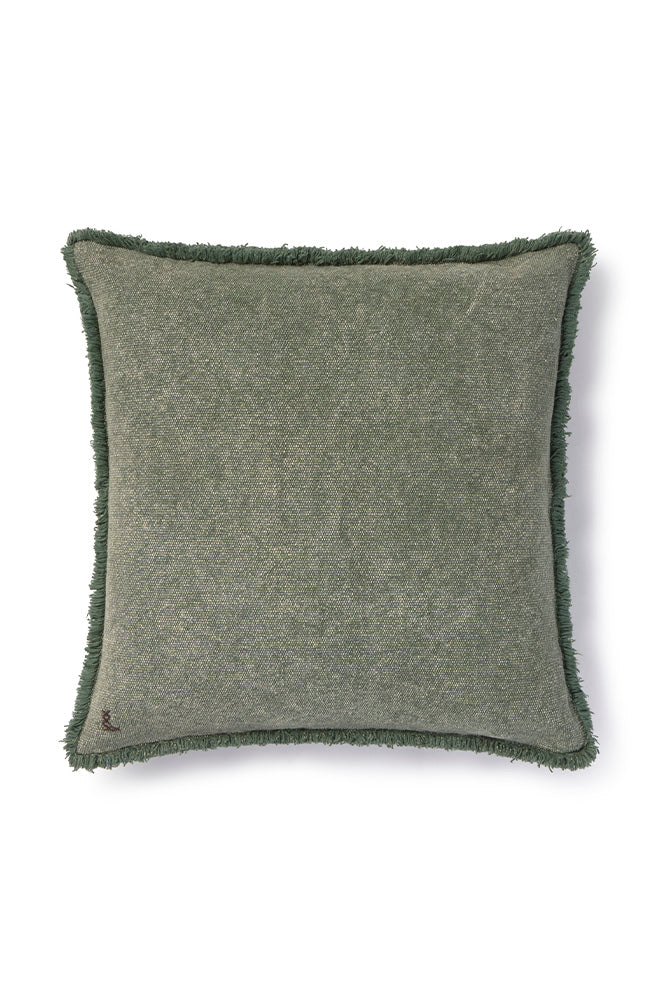 STONEWASHED SQUARE CUSHION DUCK GREEN