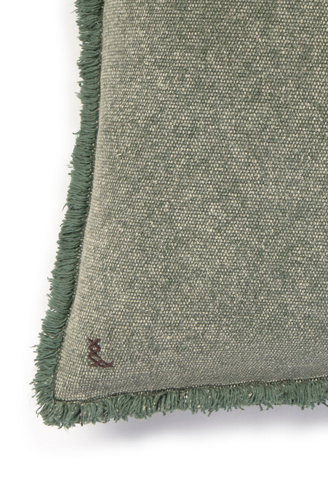 STONEWASHED SQUARE CUSHION DUCK GREEN