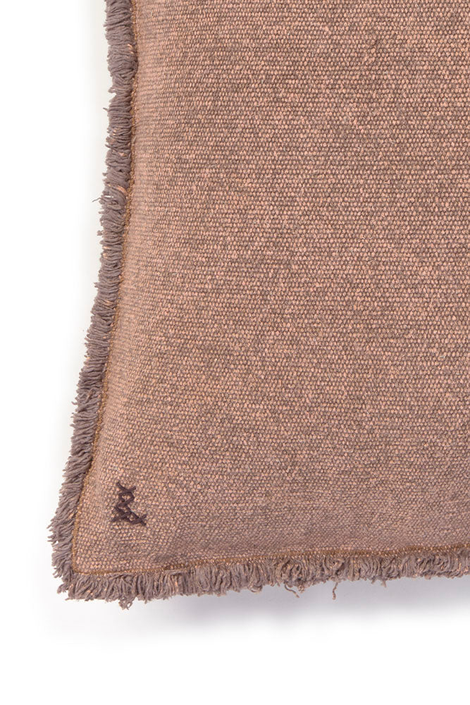 STONEWASHED SQUARE CUSHION SOIL BROWN